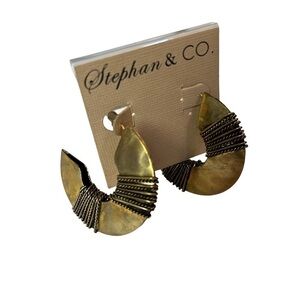 Gold Bronze Tone Wire Wrapped Pierced Earrings by Stephan & Co.